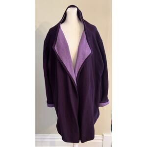 Lambswool Doubleface Cape Jacket Shacket Open Cardigan Purple Size XL
